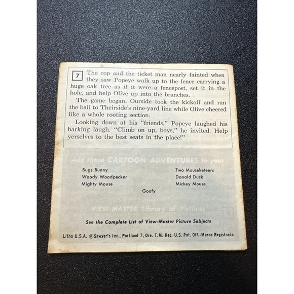 1959 View-Master Popeye 3-Reel Set w/ Booklet B5271-73 - Picture 3 of 10